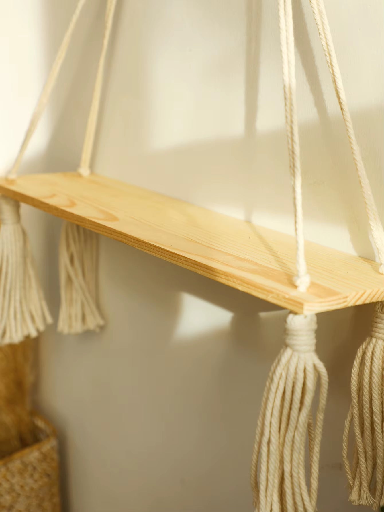 Wood Wall Shelf Macrame