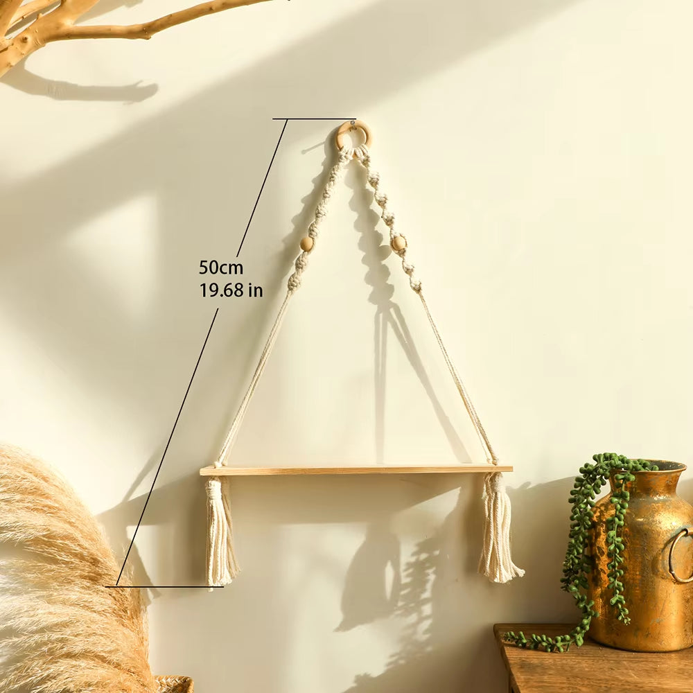 Wood Wall Shelf Macrame
