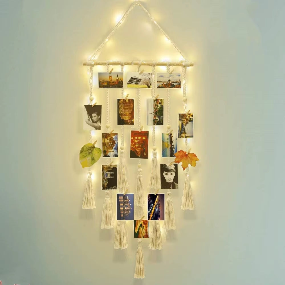 DIY Photo Display Macrame Wall Hanging Hanging Wall Pictures Boho Home Decor Kids Baby Room Decoration Gift Friend and Family