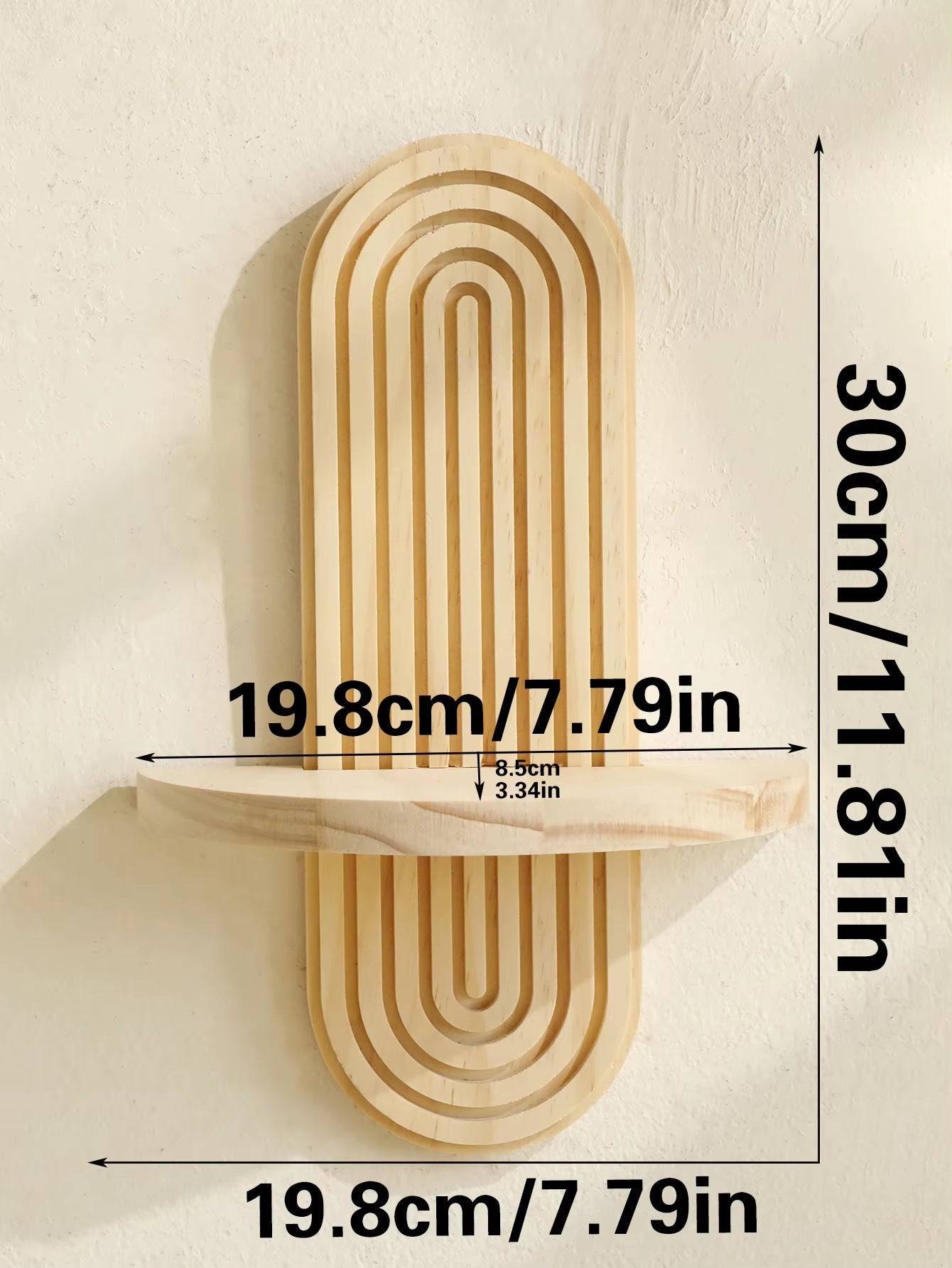 2-Tier Boho Style Wooden Wall Shelves - Geometric Wall Mounted Shelves, Natural Wood Finish, Modern Home Decor, Plant Decorative