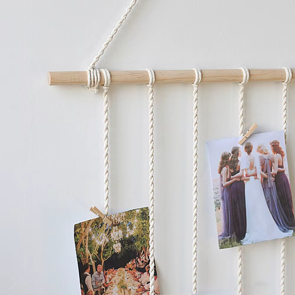 DIY Photo Display Macrame Wall Hanging Hanging Wall Pictures Boho Home Decor Kids Baby Room Decoration Gift Friend and Family