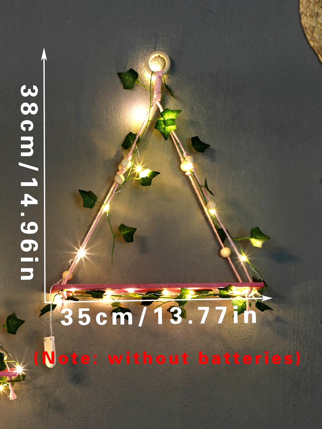 Wood Shelf with Leaf Hanging Decoration LED Shelf Decor Aesthetic Room Decor Floating Shelves Wall Display Stand for Living Room