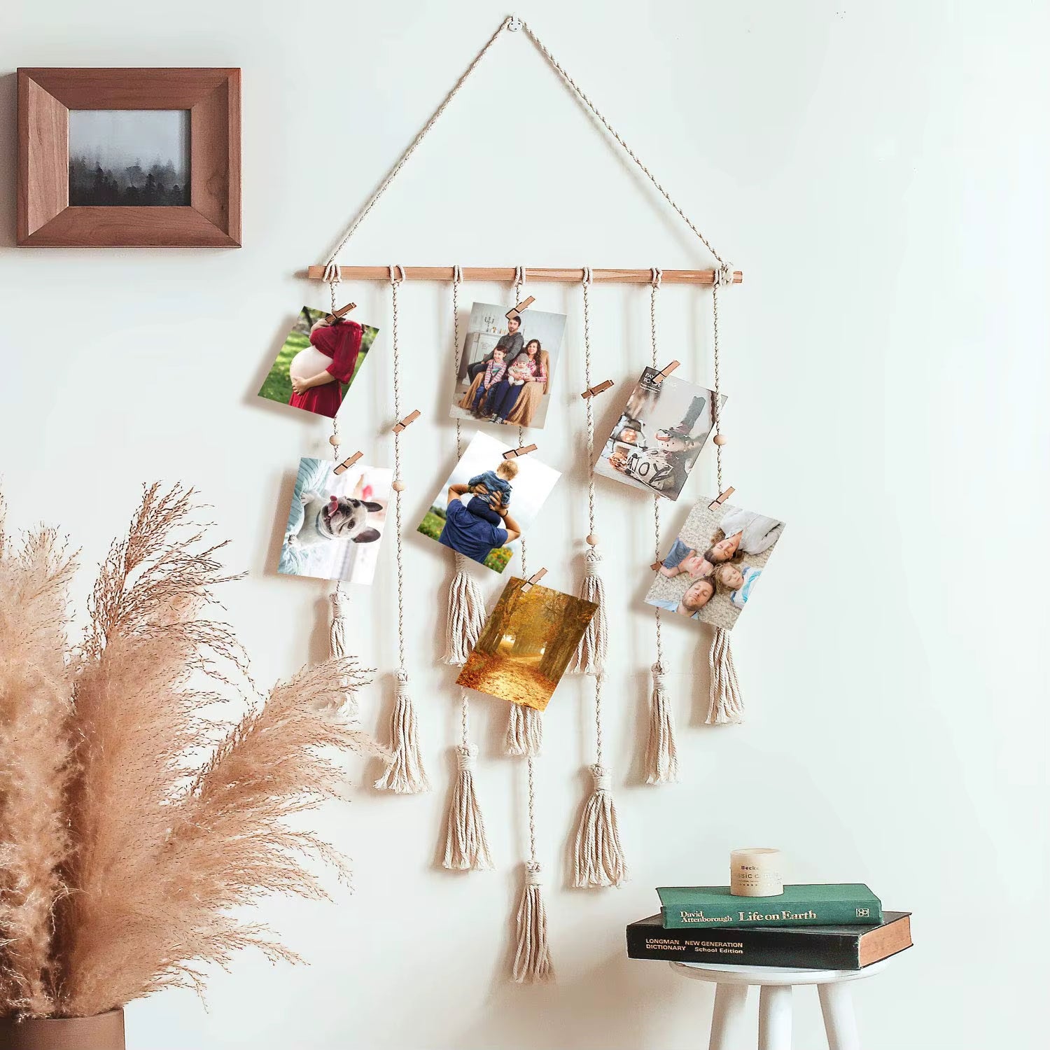 DIY Photo Display Macrame Wall Hanging Hanging Wall Pictures Boho Home Decor Kids Baby Room Decoration Gift Friend and Family