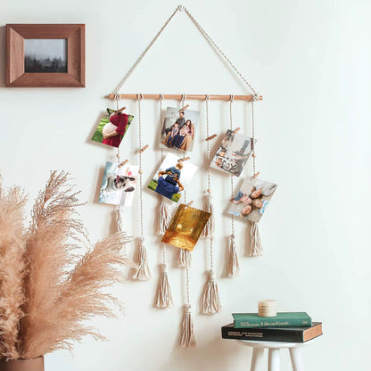 DIY Photo Display Macrame Wall Hanging Hanging Wall Pictures Boho Home Decor Kids Baby Room Decoration Gift Friend and Family